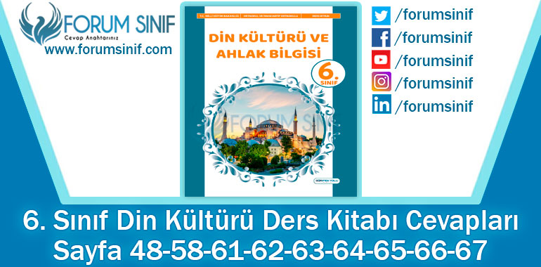 6. Sınıf Din Kültürü Ders Kitabı 48-58-61-62-63-64-65-66-67. Sayfa Cevapları SDR İpekyolu Yayıncılık