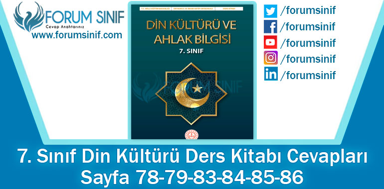 7. Sınıf Din Kültürü Ders Kitabı 78-79-83-84-85-86. Sayfa Cevapları MEB Yayınları