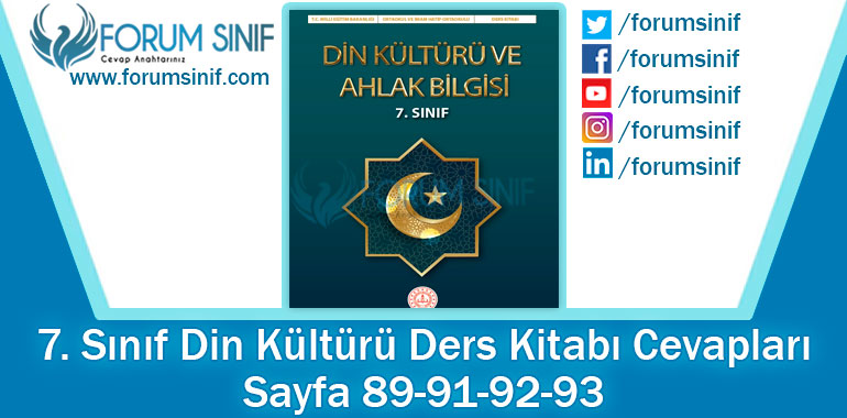 7. Sınıf Din Kültürü Ders Kitabı 89-91-92-93. Sayfa Cevapları MEB Yayınları