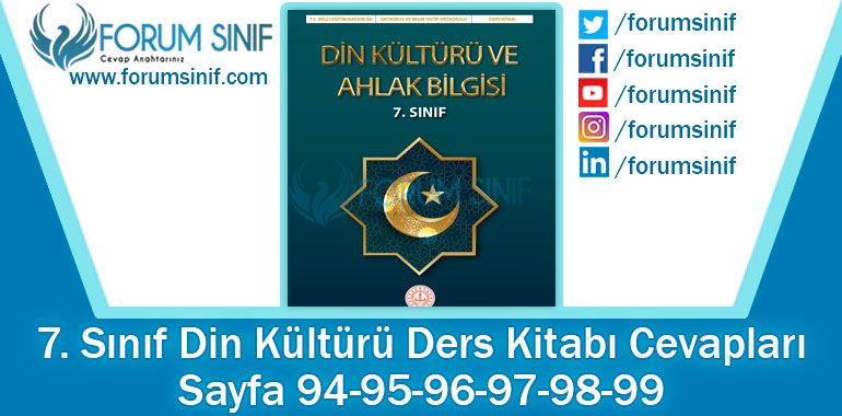 7. Sınıf Din Kültürü Ders Kitabı 94-95-96-97-98-99. Sayfa Cevapları MEB Yayınları