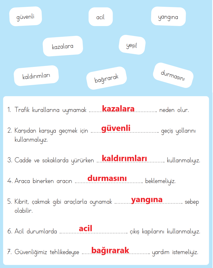 3. Sınıf Hayat Bilgisi Ders Kitabı Sayfa 140 Cevapları MEB Yayınları