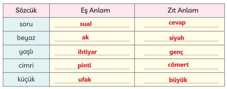 3. Sınıf Türkçe Ders Kitabı Sayfa 169 Cevapları MEB Yayınları