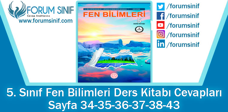 5. Sınıf Fen Bilimleri Ders Kitabı Sayfa 34-35-36-37-38-43. Cevapları MEB Yayınları