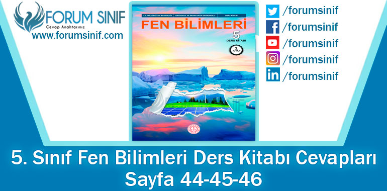 5. Sınıf Fen Bilimleri Ders Kitabı Sayfa 44-45-46. Cevapları MEB Yayınları