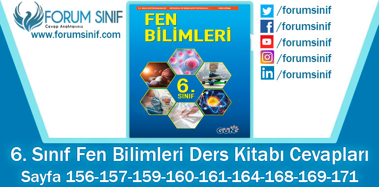 6. Sınıf Fen Bilimleri Ders Kitabı Sayfa 156-157-159-160-161-164-168-169-171. Cevapları GÜN Yayıncılık