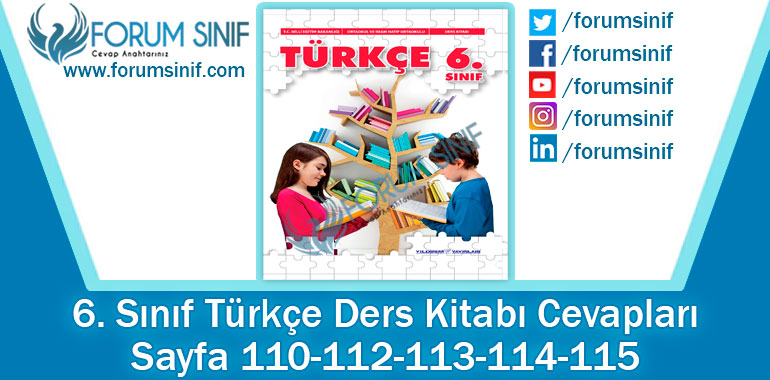 6. Sınıf Türkçe Ders Kitabı Sayfa 110-112-113-114-115. Cevapları Yıldırım Yayınları