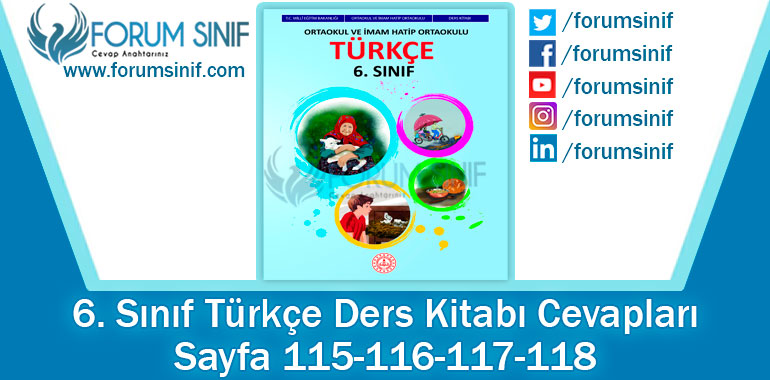 6. Sınıf Türkçe Ders Kitabı Sayfa 115-116-117-118. Cevapları MEB Yayınları