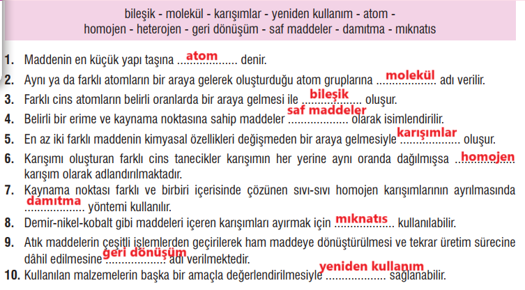 7. Sınıf Fen Bilimleri Ders Kitabı Sayfa 139 Cevapları MEB Yayınları1