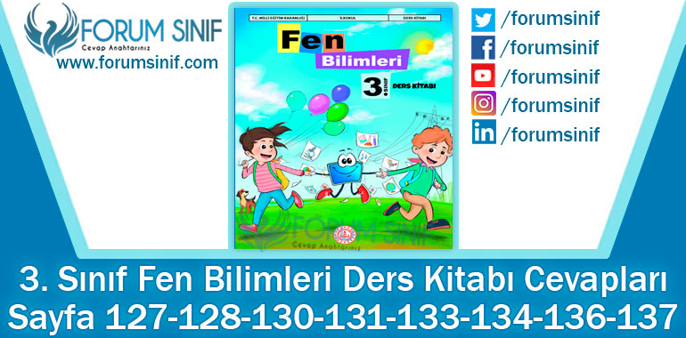 3. Sınıf Fen Bilimleri Ders Kitabı Sayfa 127-128-130-131-133-134-136-137. Cevapları MEB Yayınları