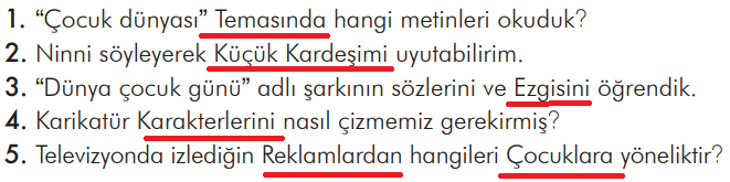 3. Sınıf Türkçe Ders Kitabı Sayfa 265 Cevapları İlke Yayıncılık