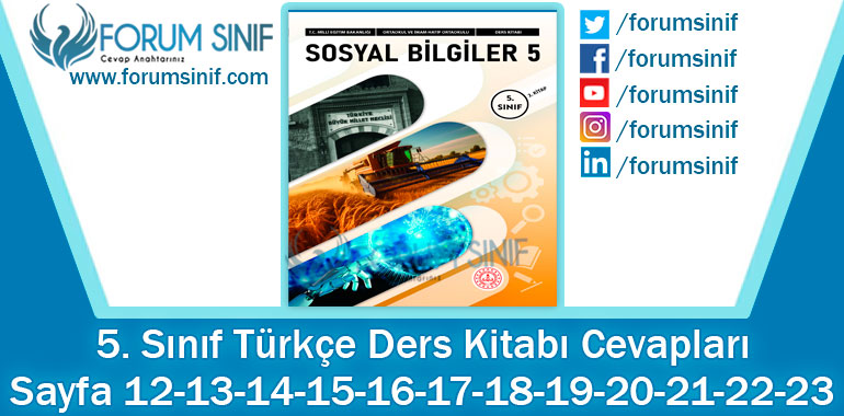 5. Sınıf Sosyal Bilgiler Ders Kitabı Sayfa 12-13-14-15-16-17-18-19-20-21-22-23. Cevapları MEB Yayınları