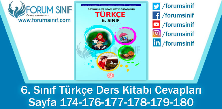 6. Sınıf Türkçe Ders Kitabı Sayfa 174-176-177-178-179-180. Cevapları MEB Yayınları