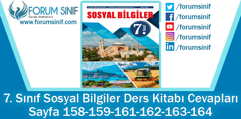 7. Sınıf Sosyal Bilgiler Ders Kitabı 158-159-161-162-163-164. Sayfa Cevapları Yıldırım Yayınları