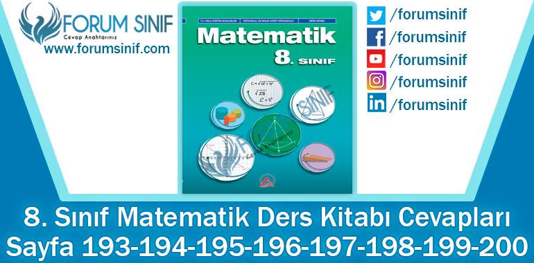 8. Sınıf Matematik Ders Kitabı 193-194-195-196-197-198-199-200. Sayfa Cevapları ADA Yayıncılık